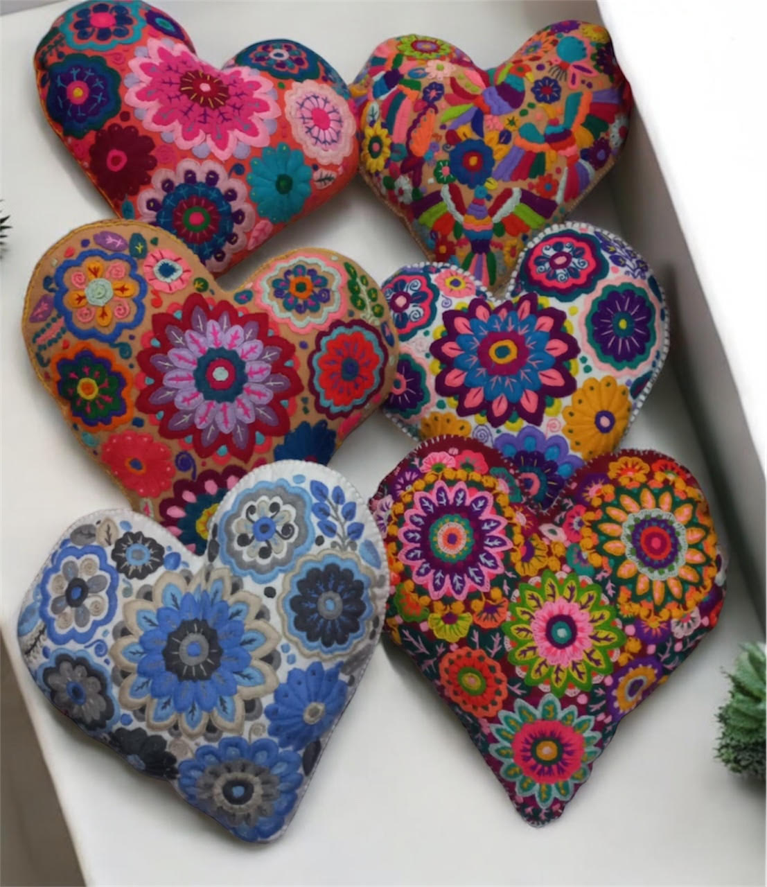 Hand Embroidered Heart Pillow